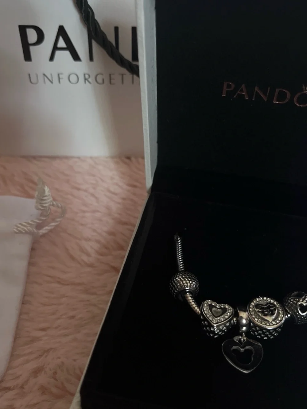 Pandora Silver Heart Charm Bracelet with Pavé Accents - Silver
